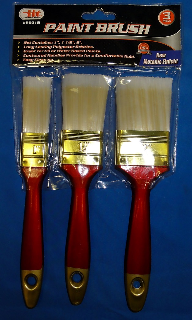 3 pc Paint Brush Set 1",1 1/2" & 2"