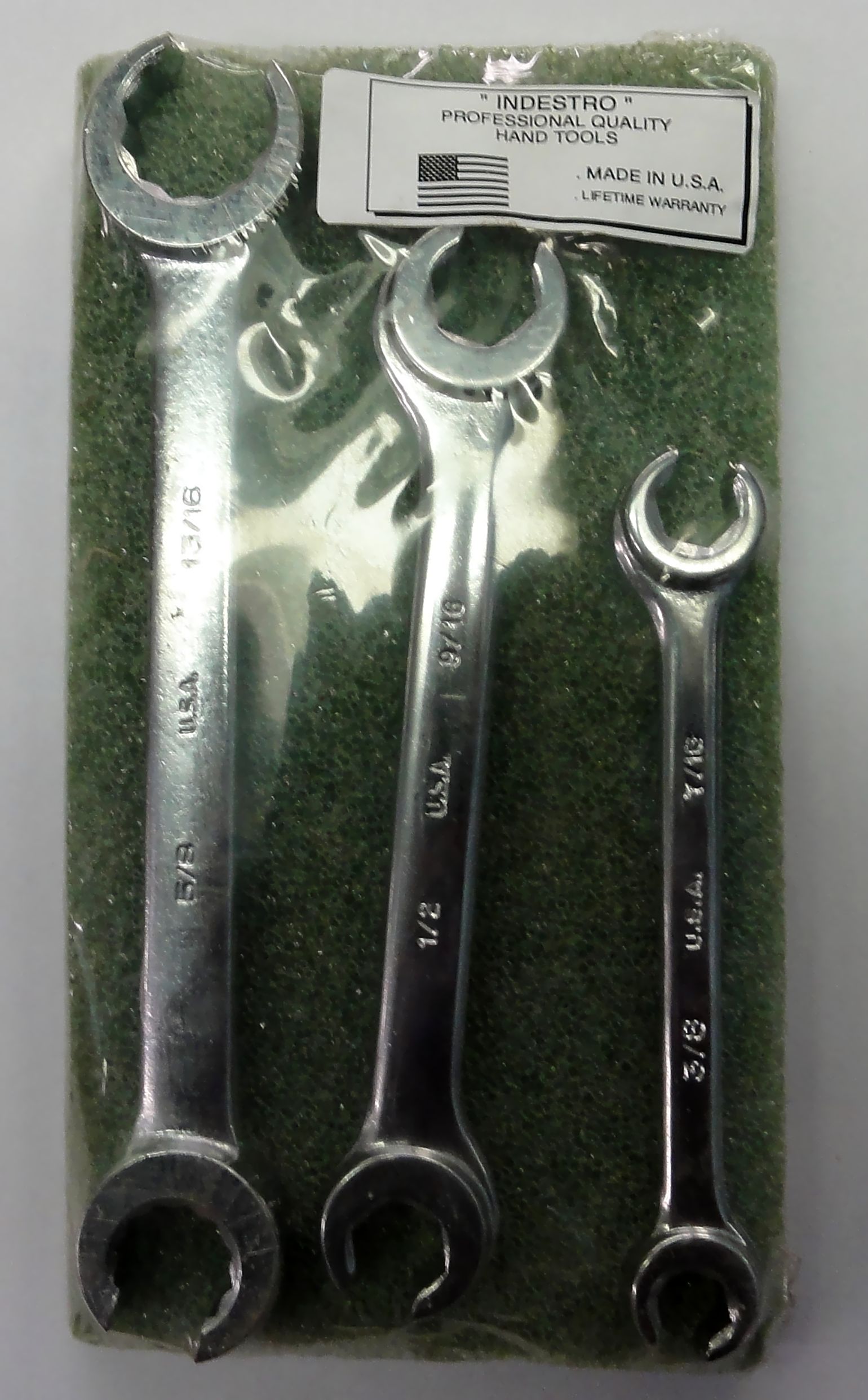 INDUSTRO 3 pc Line Wrench Set 3/8" to 13/16" Made in U.S.A.