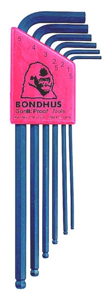 BONDHUS 6PC. BALLDRIVER L-WRENCH SET METRIC SIZES: 1.5MM TO 5MM