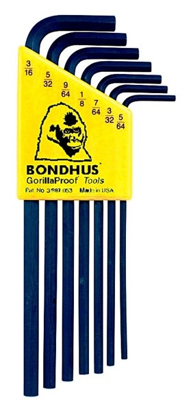 BONDHUS 7PC. HEX KEY SET SAE SIZES:5/64" TO 3/16" LONG