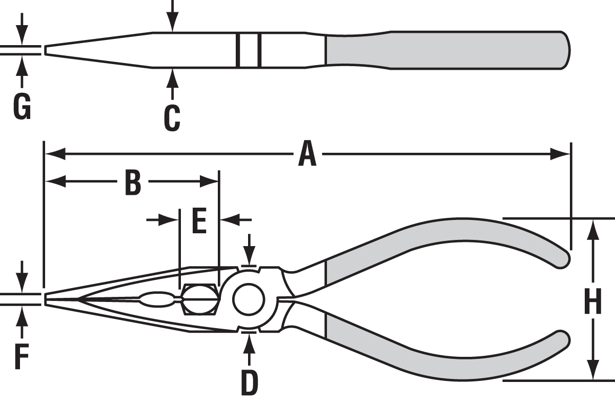 CHANNELLOCK  6-INCH XLT COMBINATION LONG NOSE PLIERS WITH CUTTER Size & Fit Guide 