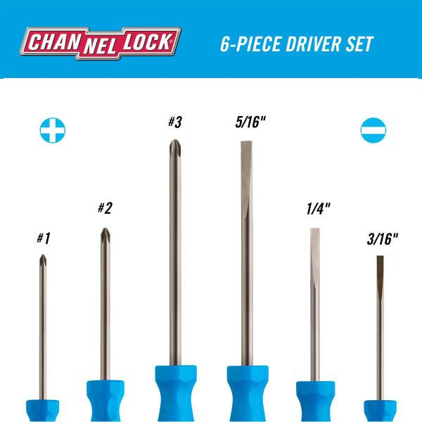 Channellock 6 pc Screwdriver Set Made in U.S.A. 1