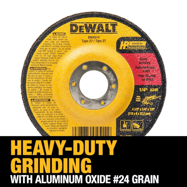 DeWALT 4 1/2" Dia. x 1/4" Size x 7/8" Arbor Metal Depressed Center Wheels 12,000 RPM Type A24R 3