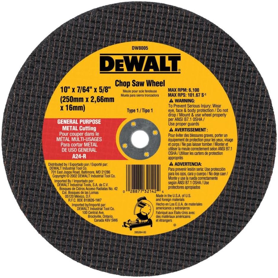 DeWALT 10" x 7/64" x 5/8" Chop Saw Wheel 1