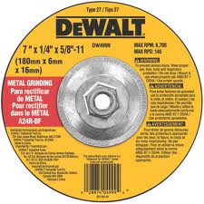 DeWALT 7" Dia. x 1/4" Size x 5/8-11"(With Hub) Arbor Metal Depressed Center Wheels 8,500 RPM Type A24R