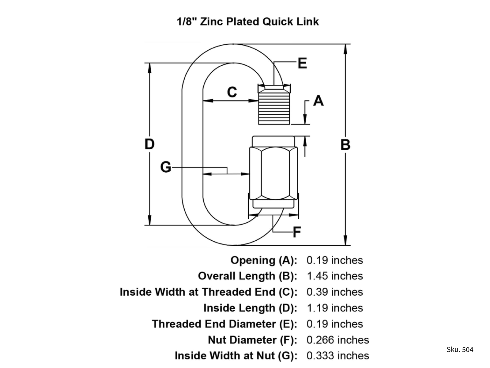 1/8" Quick Link Zinc Plated 6 Pack by ENKAY 2