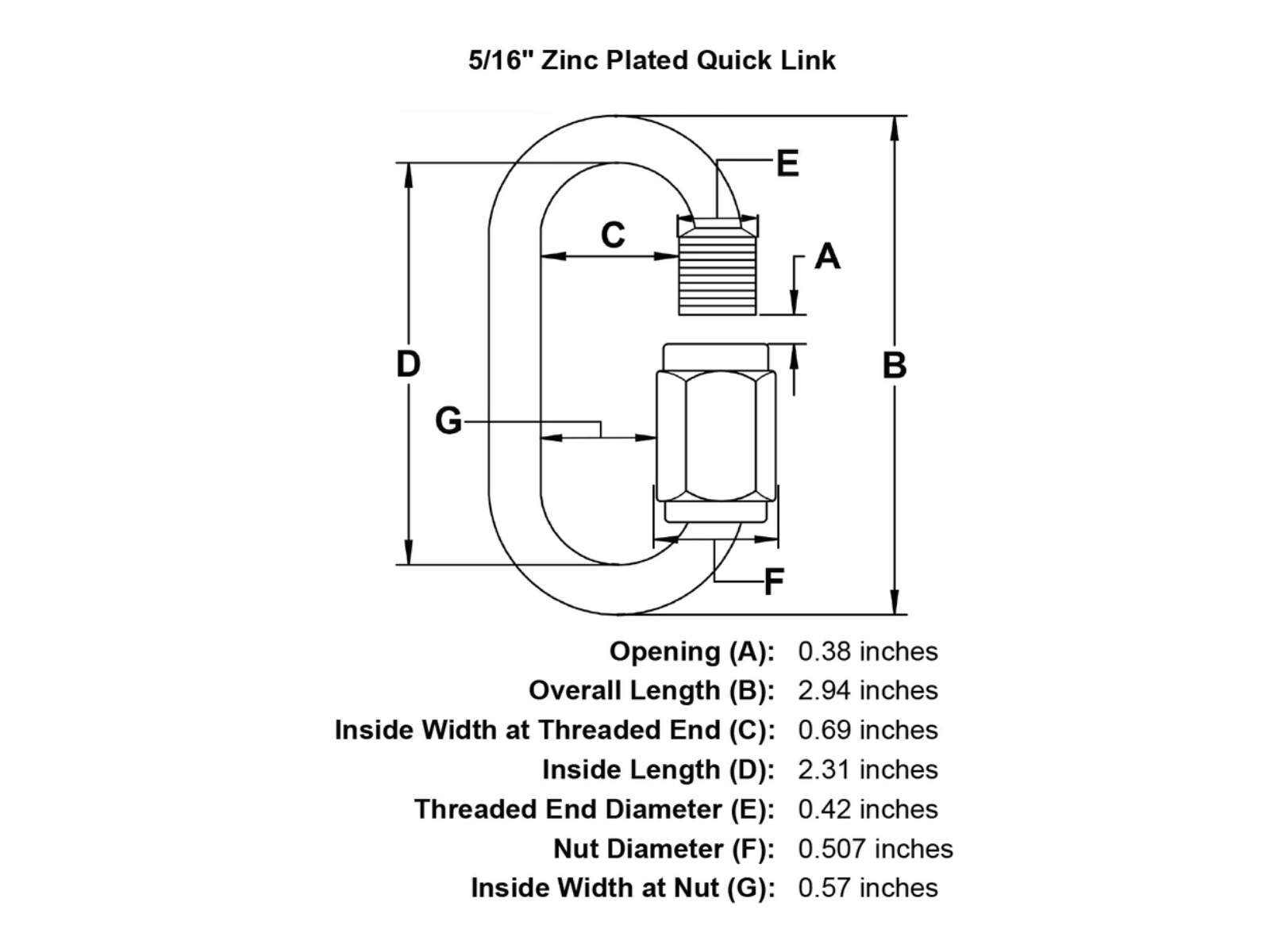 5/16" Quick Link Zinc Plated by ENKAY 3