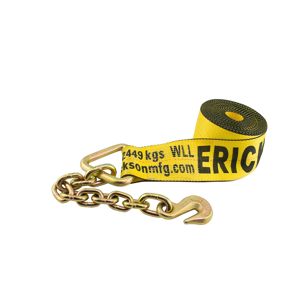 ERICKSON 4" x 30' GRADE 70 CHAIN ENDS WINCH STRAP 18,000 Ib MAX 1