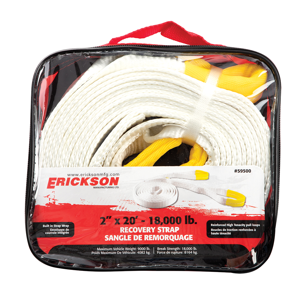 ERICKSON 2" x 20' recovery TOW STRAP 18,000 LBS (for towing only) 3