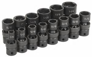 GREY PNEUMATIC 14 pc 1/2" Drive Fractional Standard length Universal Set Sizes:7/16" to 1 1/4"