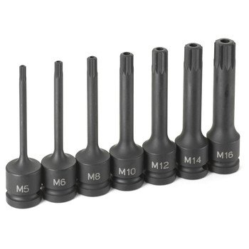 GREY PNEUMATIC 7 pc 1/2" Drive Triple Square Impact Driver Set TAMPER PROOF Sizes: M5 to M16