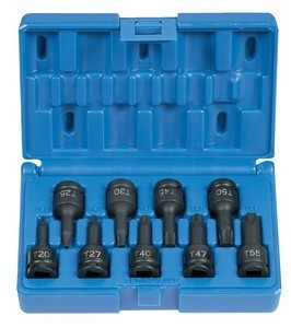 GREY PNEUMATIC 9PC 3/8" DR. INTERNAL TORX BIT SET T20 TO T55