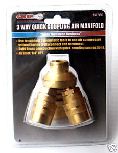 3 WAY AIR MANIFOLD 1/4" NPT BRASS