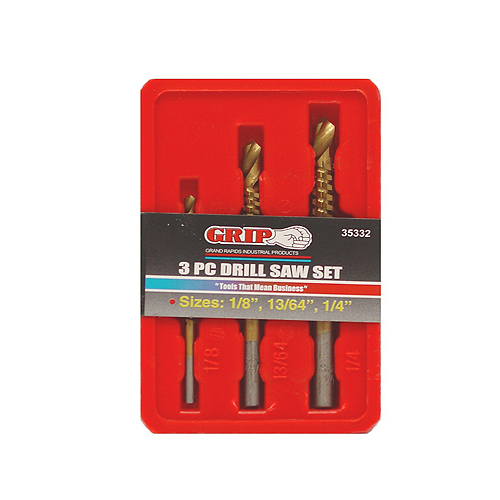 GRIP 3PC. TITANIUM COATED SAW DRILL SET 1/8",3/64" & 1/4"