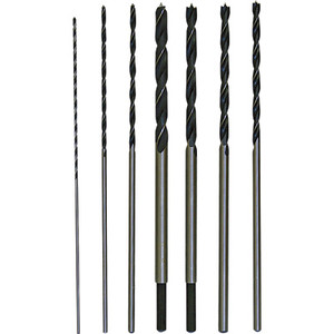  7PC. BRAD POINT 12" LONG WOOD DRILL BIT SET  Sizes: 1/8" TO 1/2" . Sizes included: 1/8",3/16",1/4",5/16", 3/8",7/16" & 1/2".