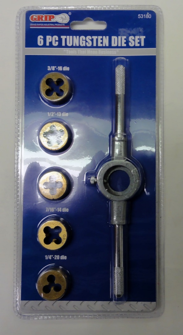 53180 GRIP 6 pc tungsten Die Set SAE 1/4" to 3/8"