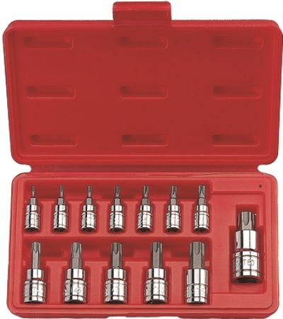 71109 GRIP 13 pc 1/4",3/8' & 1/2" Drive Tamper Star Bit Set T8 H to T60