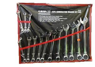 GRIP 14PC.COMBINATION WRENCH SET SAE SIZES: 3/8" TO 1 1/4" WITH POUCH