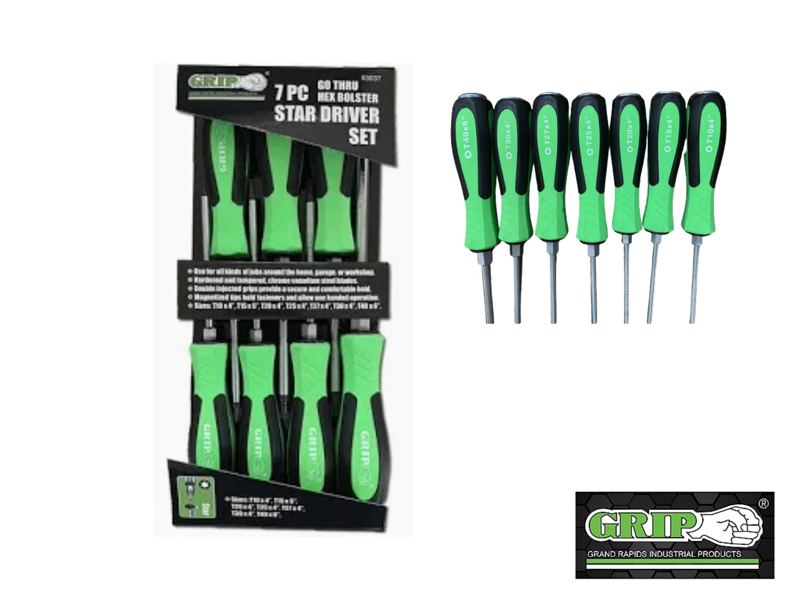 7 PiC. Star Driver Go Thru Screwdriver Set