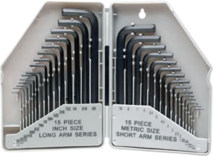 W80288 30PC SAE/METRIC HEX KEY SET SIZES: .028 TO 3/8" 7MM TO 10MM