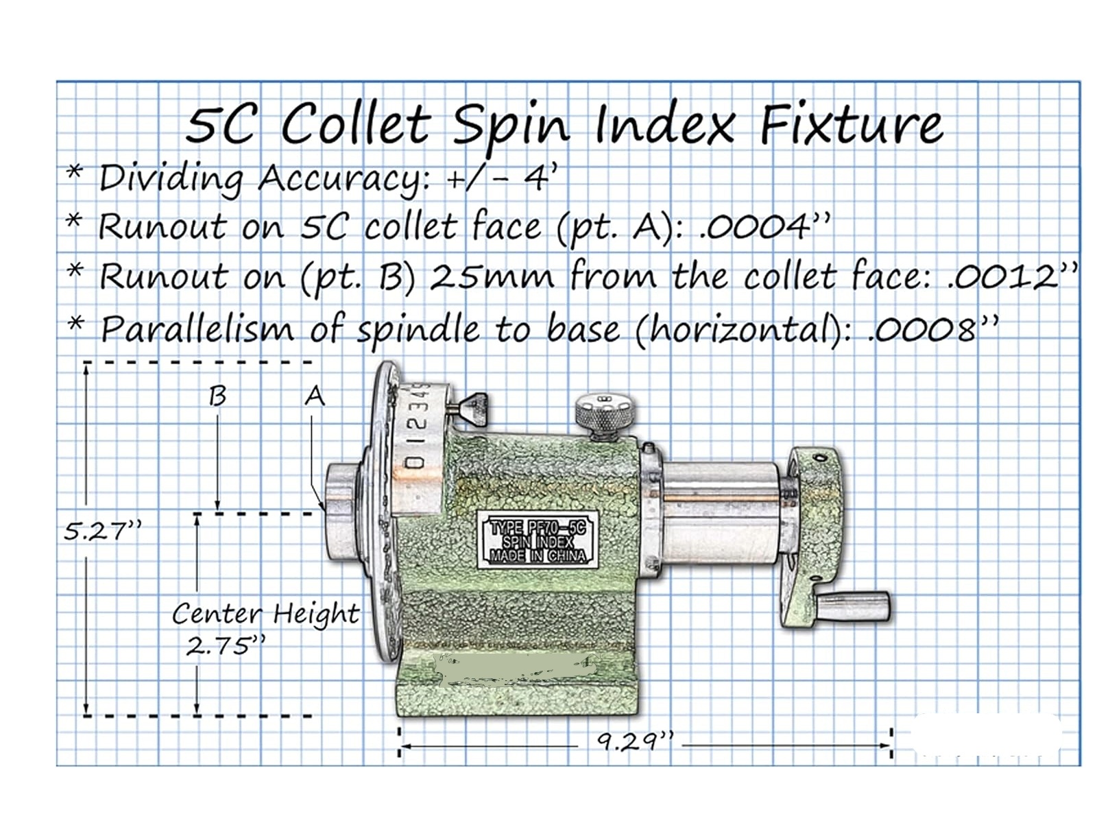 5C Spin-Index Fixture (with 5C collets included)1/4",3/8",1/2",3/4" & 1" 2