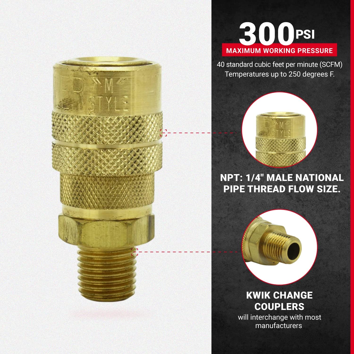 Milton 1/4" MNPT Male M-STYLE KWIK-CHANGE Coupler  1