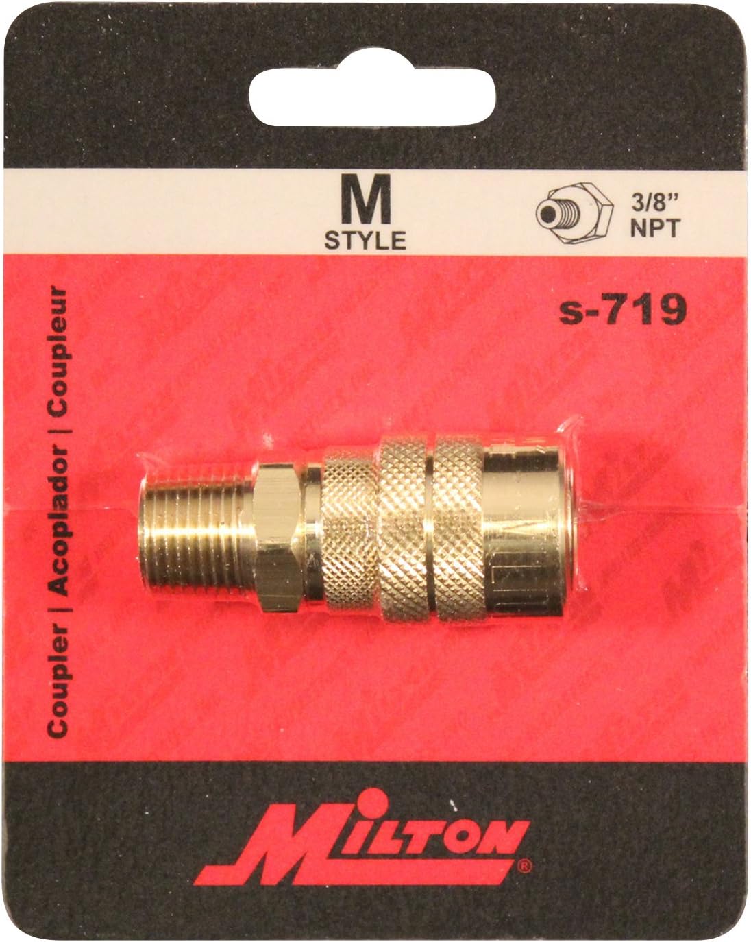 MILTON "M" Style 3/8" NPT Male Coupler Body Made in U.S.A. 3