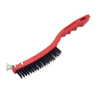 Long Curved Brush With Scraper (Plastic Handle)