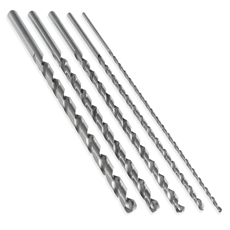 5PC. EXTRA LONG M2 HIGH SPEED STEEL DRILL BIT SET 1/8" TO 3/8" 