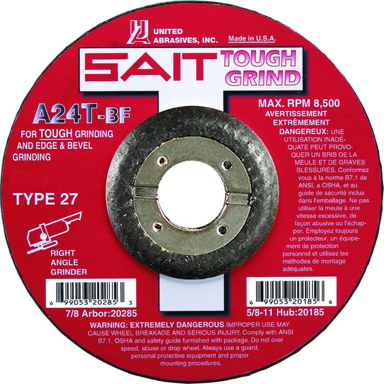 SAIT 5" x 1/4" x 5/8"-11 Grinding Wheel Made in U.S.A.