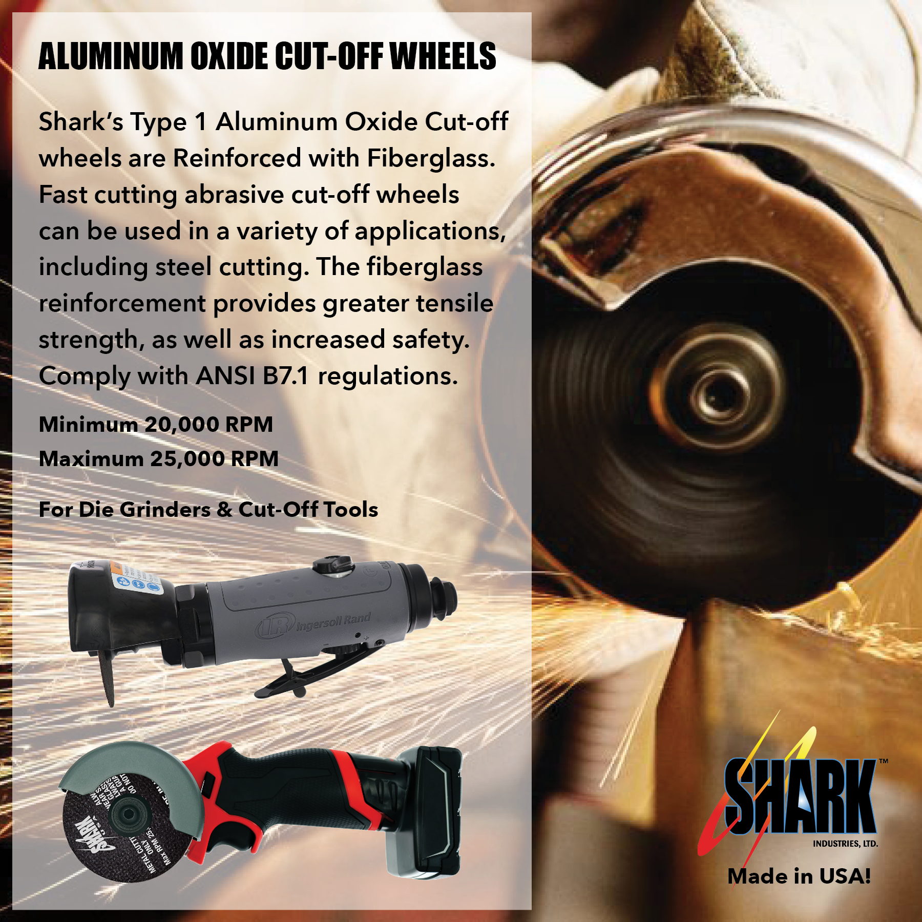 6 Pack Aluminum Oxide Cut-Off Wheel & Mandrel by SHARK 3