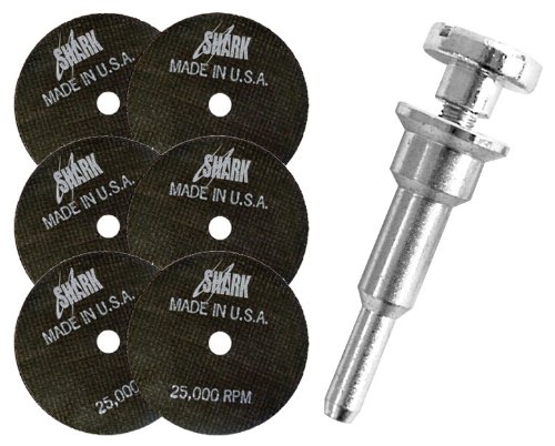 25-6M SHARK (6 Pack) 3" x 1/16" x 3/8" Cut-Off Wheels With Arbor Made in U.S.A.