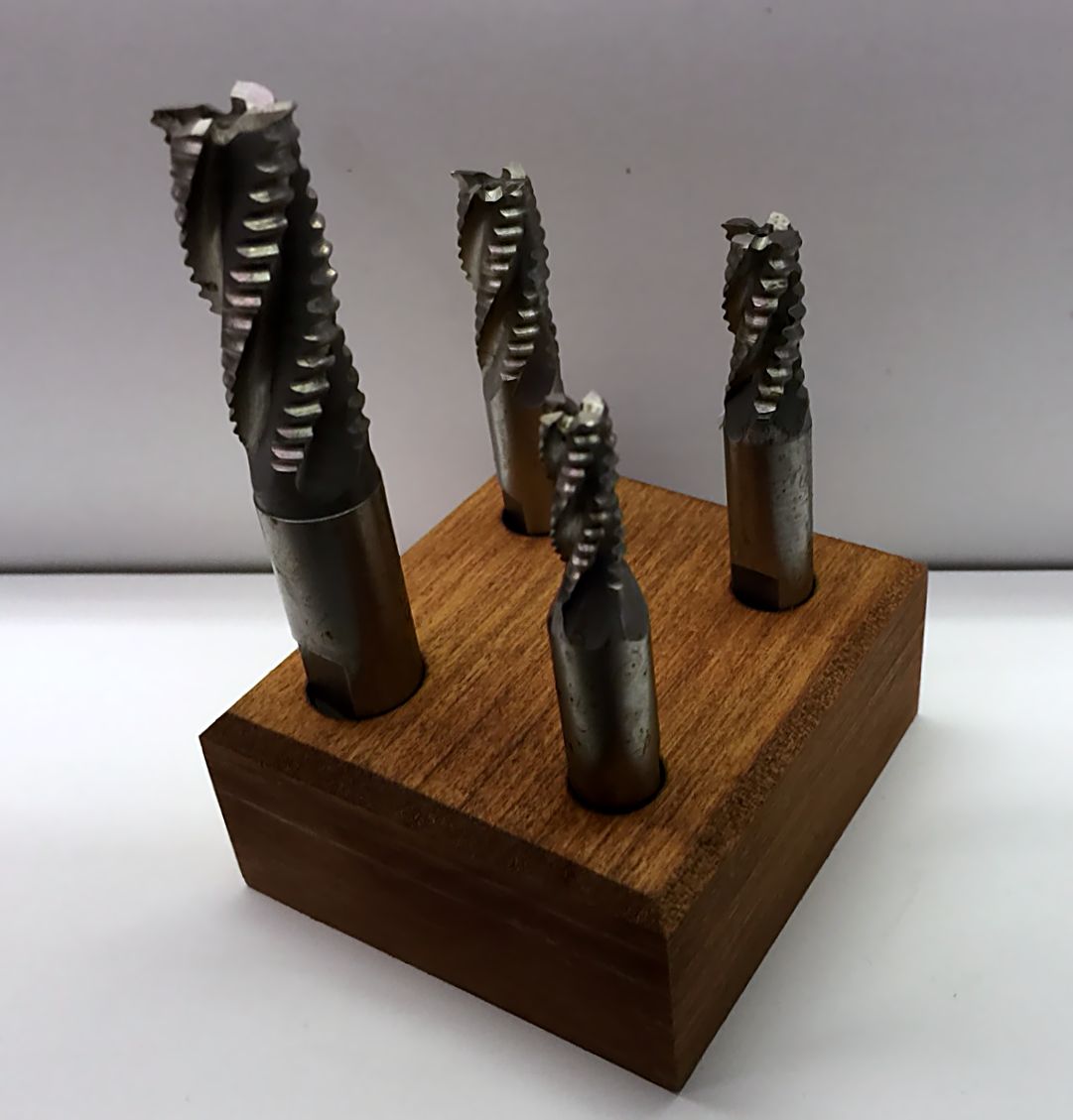 TC-154 4 pc Cobalt M-42 Mini Rougher End Mill Set Sizes: 1/4",5/16",3/8" & 1/2"