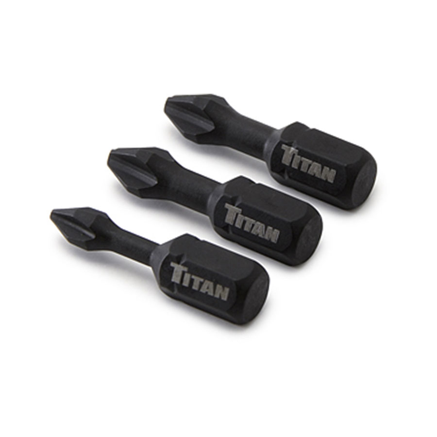  TITAN 3 pc 1" Phillips Bits 1/4" Hex