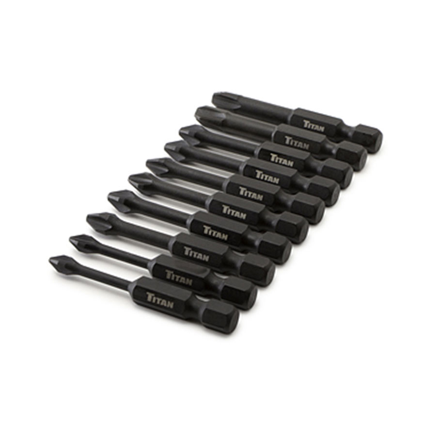 16233 TITAN 10 pc 2" Phillips Bit Set 1/4" Hex