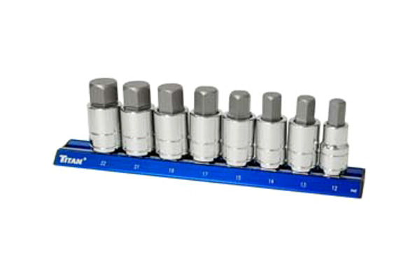 16131 TITAN 7 pc 1/2" Drive Metric Hex Bit Socket Set Sizes: 13 mm to 22 mm