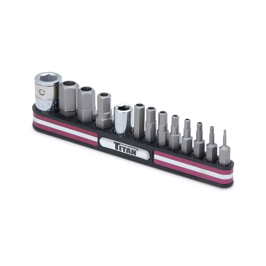 Titan 13 Pc Tamper Resistant Hex Bit Set SAE Magnetic Sizes:1/16" to 7/16"