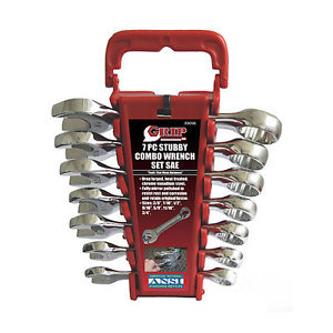 7 pc SAE Stubby Comb. Wrench Set Sizes: 3/8" to 3/4"