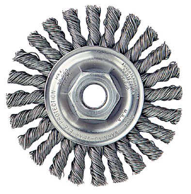 Weiler 4" Dia. x 1/2"-13 UNC Extra Coarse Knot Style Wheel Brush Made in U.S.A.