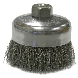 Weiler 4" CRIMPED WIRE CUP BRUSH, .014" STEEL FILL, 5/8"-11 UNC NUT