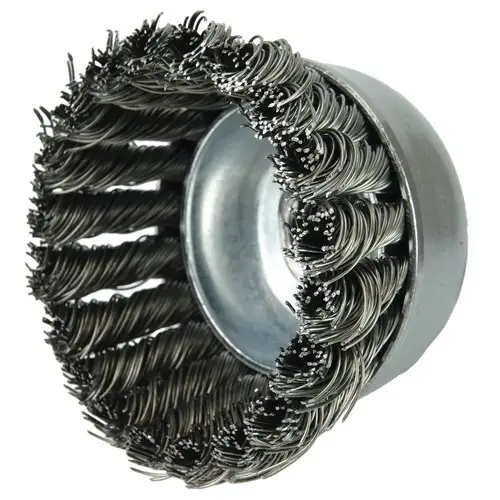 Weiler 2-3/4" SINGLE ROW KNOT WIRE CUP BRUSH, .020" STEEL FILL, M10X1.50 NUT 1