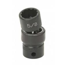 GREY PNEUMATIC 3/8" dr. 1/2" S.A.E. 12 pt. Shallow Universal Impact Socket