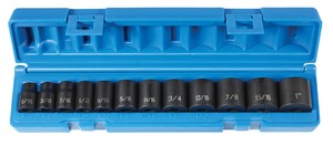 GREY PNEUMATIC 3/8" drive 12 pc. S.A.E. shallow 12 pt. impact socket set 5/16" to 1"