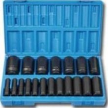 GREY PNEUMATIC 1/2" drive 19 pc. S.A.E. deep 12 pt. impact socket set 3/8" to 1 1/2"