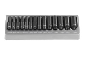 GREY PNEUMATIC 14 pc. 1/4" Drive Deep Metric Impact Socket Set