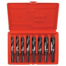 8 PC. HIGH SPEED STEEL DRILL SET FRACTIONAL 9/16" THRU 1" BY HANSON / IRWIN