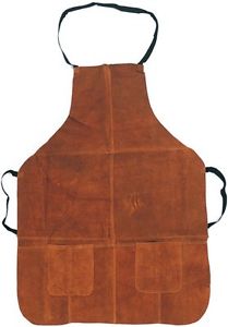 APT AL001A BK genuine split black leather shop apron w/2 pockets H-D AL001A-BLK 