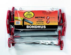 BONDHUS BALLDRIVER T-HANDLE HEX WRENCH SET METRIC 2MM TO 10MM