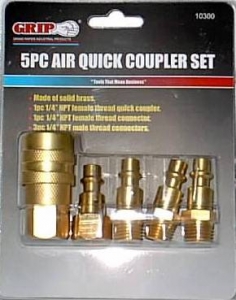 GRIP 5PC QUICK COUPLER SET BRASS BY GRIP