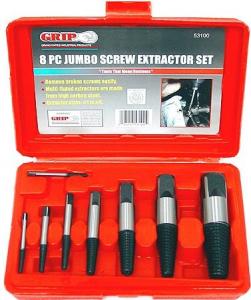 53100 GRIP 8 pc Jumbo Screw Extractor Set (sizes: 1,2,3,4,5,6,7, & 8 )